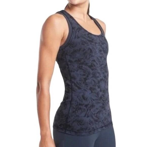 Athleta Scoop Tank Texture Blue Black Womens Xsmall Workout - Picture 7 of 7